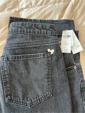Abercrombie & Fitch High-Rise Black Wash Jeans with Heart Stitch